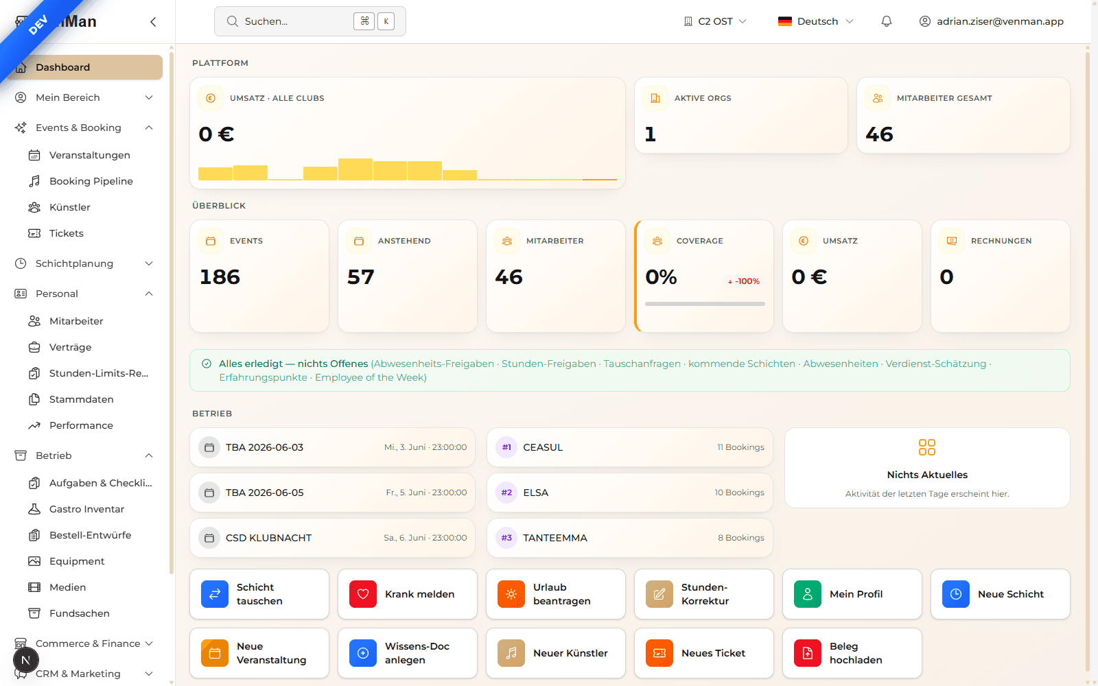 venMan Dashboard