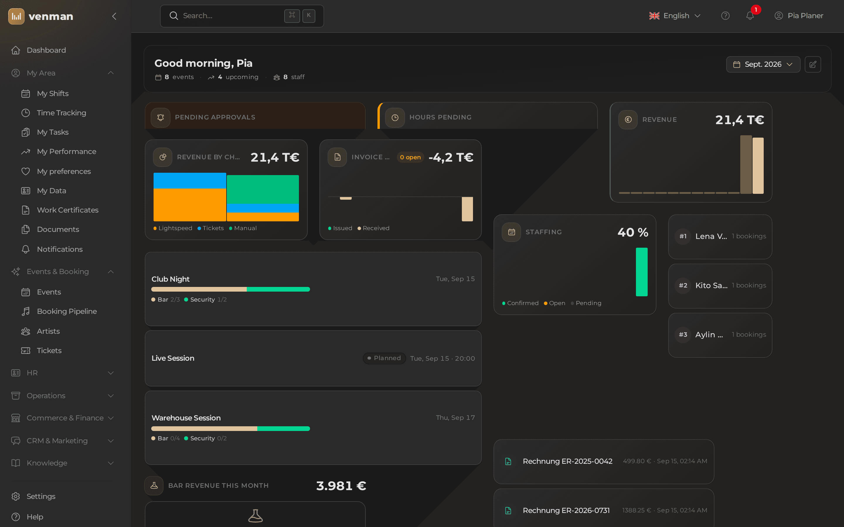 venMan Dashboard