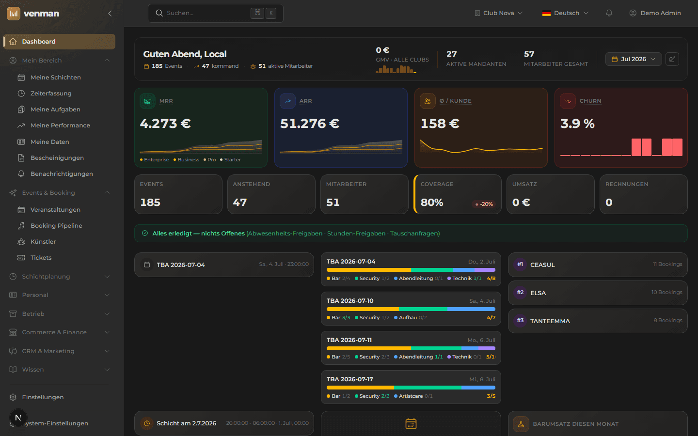 venMan Dashboard